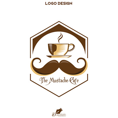 The Mustache Cafe branding design illustration logo typography vector