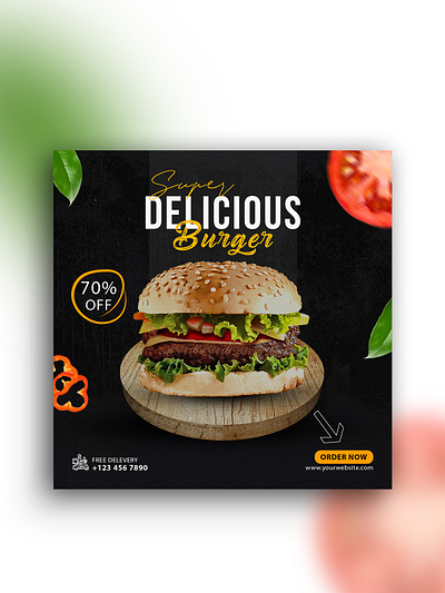 Food Social Media Banner burger design food graphic design post social media template