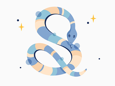 Serpent animal animal illustration beige blue digital art illustration nature procreate reptile serpent snake stars