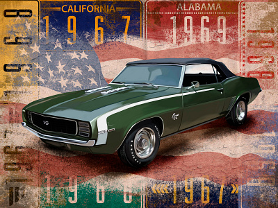 "Chevrolet Camaro" by Masha Van for Intalence Art retro cars