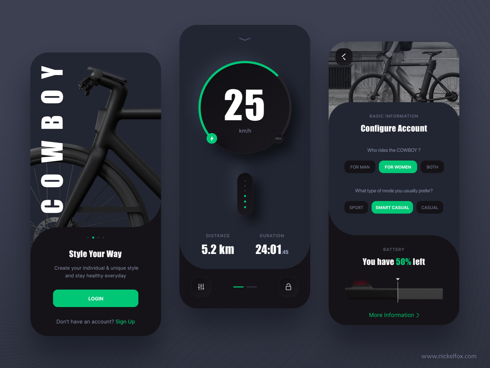 Example of COWBOY E-Bike App