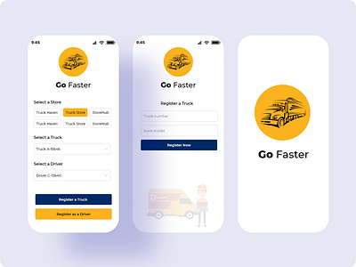 Truck finder App UI app design app ui app ui design delivery truck driver find truck driver truck truck finder ui