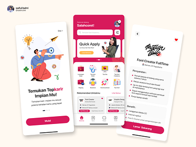 Re-Design Visual UI Website Top Karir - Jobs Career app branding career design graphic design illustrations indoensia internship job landing page logo maroon photo red ui ux