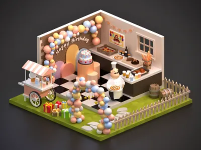 Happy Birthday 3d 3d art 3dmax design