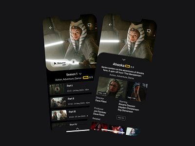 IMDB Streaming Service App ahsoka app app design branding design graphic design imdb logo movie play star wars streaming tvseries ui uiux vector