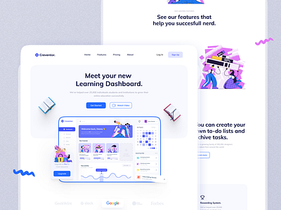 Learning Dashboard landing page 📖 3d book dashboard e learning educational landing page minimalist saas saas landing page web design website