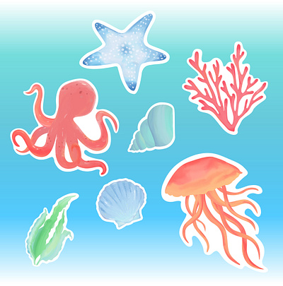 Ocean Series Stickers custom design illustration