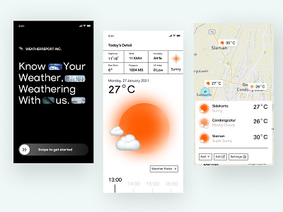 WEATHER REPORT INC - Daily 08 - Weather Report App apps design experimental illustration ios layout minimalism minimalist modern new ui ux weather