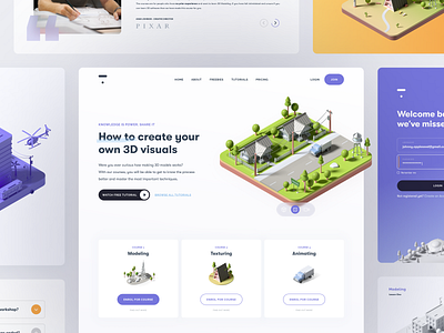 Knowledge is power #2 3d 3d model c4d design illustration landing page product design ui user interface web web design