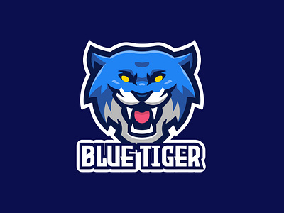 Blue Tiger animal blue cartoon character design esport logo illustration logo logo gaming mascot tiger vector wild
