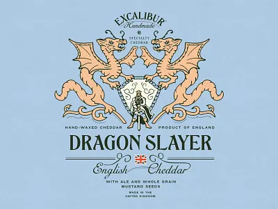 Dragon Slayer Artwork art arthur brand branding cartoon cheese comic concept design dragon identity illustration logo medieval poster procreate retro slay vector vintage