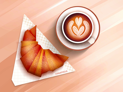 Bon jour! branding croissant design digital food graphic design ill illustration illustrator latte marketing menu poster