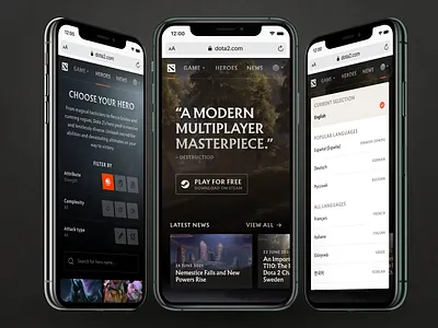 New mobile experience for dota2.com concept design dota dota 2 experience game gaming interface mobile phone redesign ui website