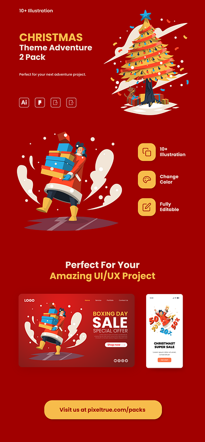 Adventure Illustrations (Christmas Theme) by Pixel True character graphic design graphics illustration illustration packs premium illustrations vector vector illustration