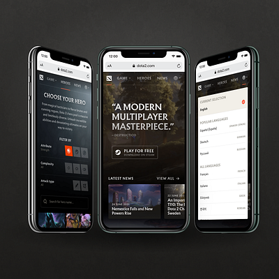 New mobile experience for dota2.com concept design dota dota 2 experience game gaming interface mobile phone redesign ui website