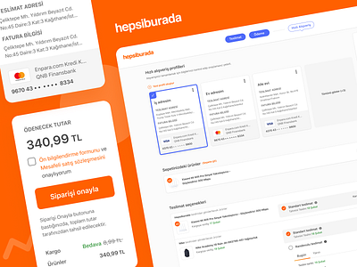 Hepsiburada OPC basket cart checkout delivery ecommerce eticaret hepsiburada one click checkout one page checkout opc orange payment payment options payment summary template