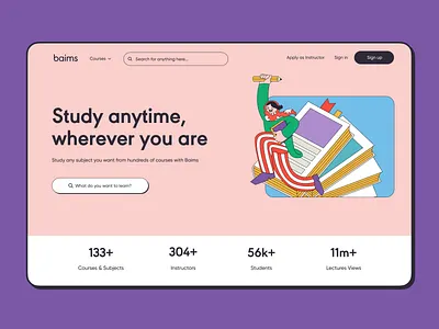 Baims Website Page Concept brand identity branding course design education graphic design hero illustration home page identity identity design illustration interface landing page logo students study ui user experience ux web design