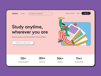 Baims Website Page Concept brand identity branding course design education graphic design hero illustration home page identity identity design illustration interface landing page logo students study ui user experience ux web design
