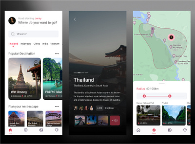 Travel App app app design app ui application best branding chat design like location map mobile ui nobile app search ticket tour travel ui