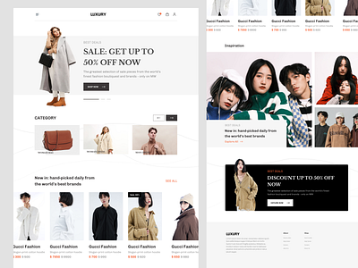 Luxury - Fashion Landing Page clean clothing design ecommerce fashion fashion blog fashion store grid homepage landing page mockup online shop outfits photograph shop store style ui ux website