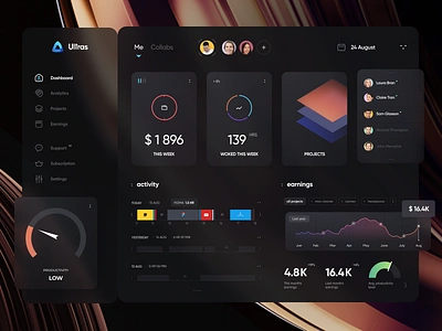 Time tracker app dashboard design desktop graph menu navigation soft stats time tracker tracker ui