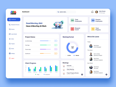 HRM Dashboard design ui ux