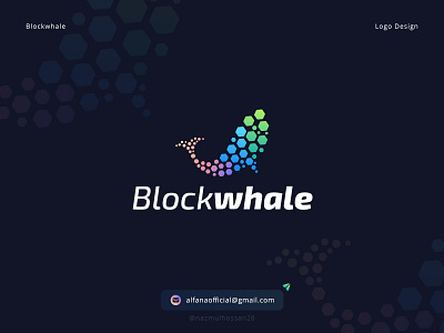 Blockwhale - Crypto Blockchain Modern Logo Design block brand identity branding clockchain crypto currency digital finance logo logo design logo identity logotype modern logo nfts print shark startup token web3 whale