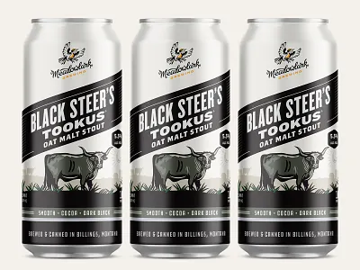 Meadowlark Brewing | Black Steer's Tookus beer beer design branding brewery can design colorado designer farm kroneberger meadowlark montana packaging packaging design steer