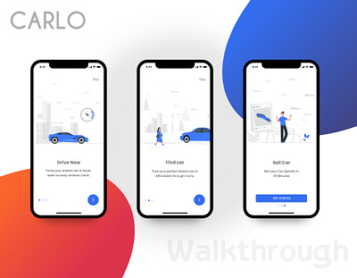 CARLO - ios app branding car app design illustration ios ios app iosapp iphone pre owned car app preownedcarapp ui uidesign ux uxui walkthrough screens