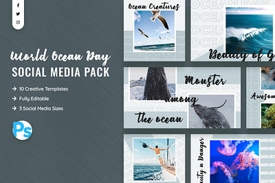 World Ocean Day Social Media Template promotions