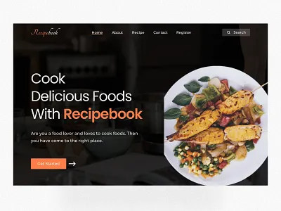 Food Recipe Landing Page clean clean design clean ui food food app food web foodie landing page recipe recipe app recipes ui ui design ui ux uiux ux web webdesign website website design
