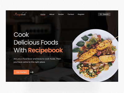 Food Recipe Landing Page clean clean design clean ui food food app food web foodie landing page recipe recipe app recipes ui ui design ui ux uiux ux web webdesign website website design
