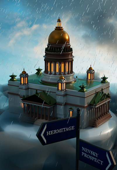 3D poster - Visit Saint-Petersburg 3d city design graphic design simulation