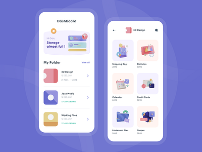 3D File Collection Mobile App 3d 3d file collection 3d ui design clean illustration minimalist mobile app design ui ui design