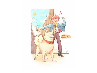 Let's go Adventure! adventure character dinoart dinowithyou dog illustration procreate