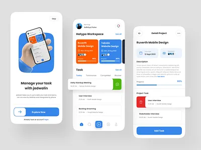 Jadwalin - Task Management Mobile App app app design clean design management app mobile mobile app mobile ui planner productivity project management task task app task management task manager team ui ui design