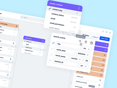 Schema Builder app dashboard app design blue builder dengage design editor flows management panel relational database schema ui