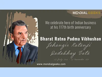 117th Birth Anniversary of JRD TATA adobe branding business businessman clean cleandesign design designinpiration digitalart graphic graphic design graphics jrdtata minimilastic mondialgeeks tata tatacompanies tatagroup