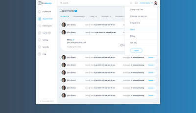 Appoitment Scheduling Dashboard application design visualization