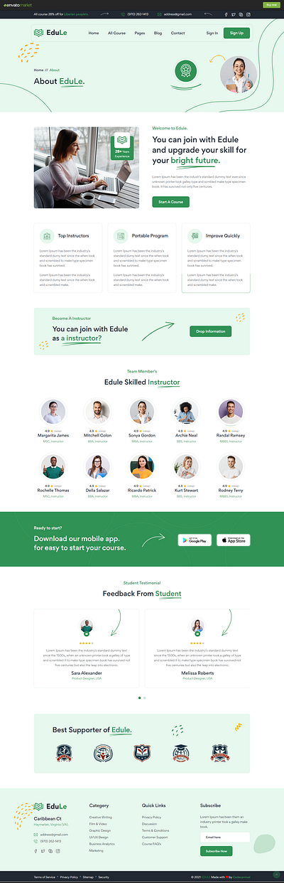 Edule - eLearning Website Template bootstrap html website template elearning website template online academy html template online courses html template