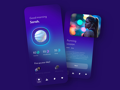 Training App (UI/UX) 🏃‍♀️ 3d animation app aurora boreal blue branding illustration interface ios iphone logo neon octane ui ux