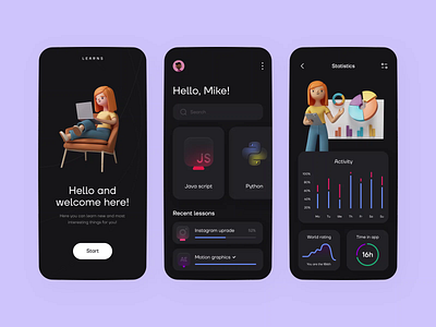 Educational Mobile App app ui app ui design course course app e learning education app educational educational app learning app learning platform mobile app mvp online course ronas it study app ui design uiux uiux design