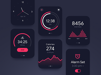 Smart Watch Os UI Grid app app design branding daily ui data visualization design flat graphic design icon icons infographics ios mobile smart watch ui ux vector web web design website