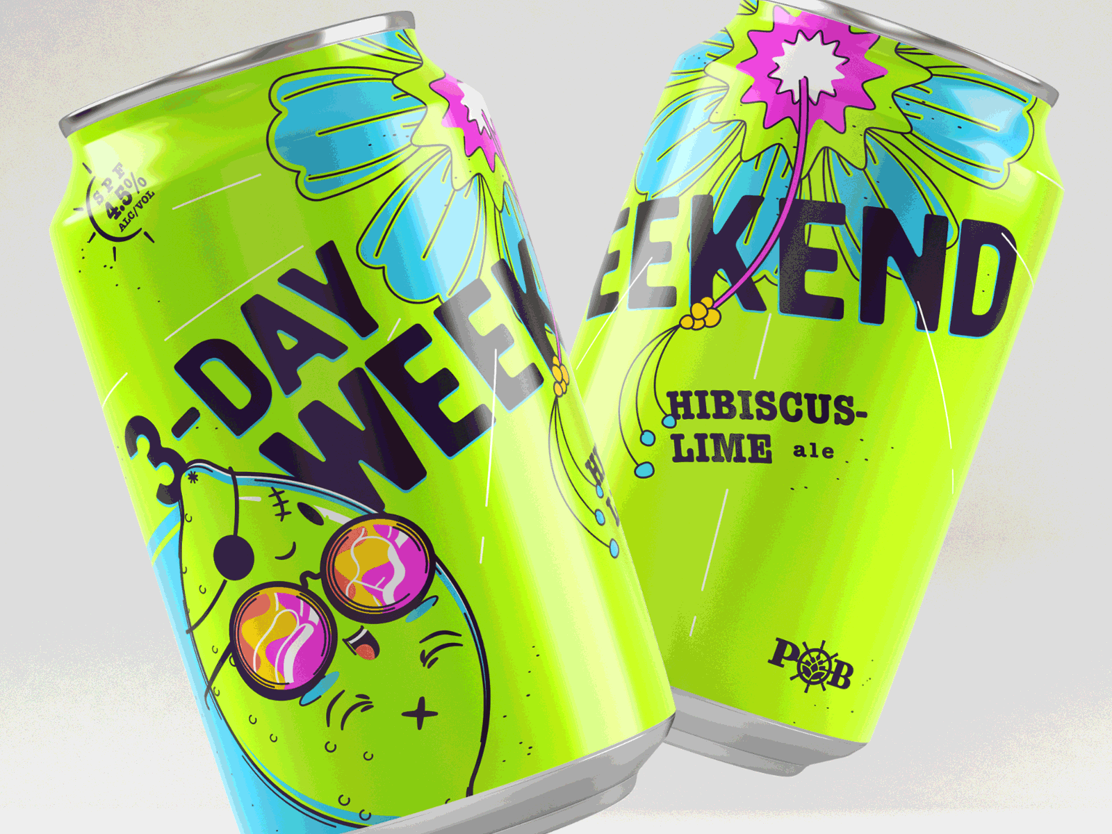 3-Day Weekend – Can Design / Logo evolution beer brand branding can compass design flower graphic design hop illustration layout lemon lime logo mark packaging star sun sunglasses vector