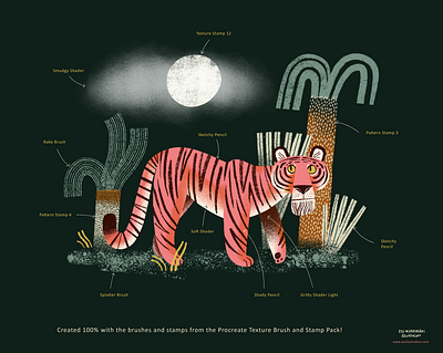 Pink Tiger brush pack brush set digital brushes procreate procreate brushes procreate textures texture brushes textured illustration