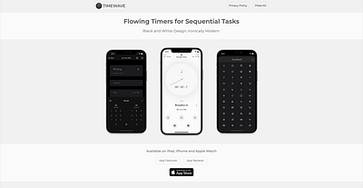 Timewave Landing Page app applewatch blackandwhitedesign branding design graphic design iosapp logo swiftui ui webdesign webflow