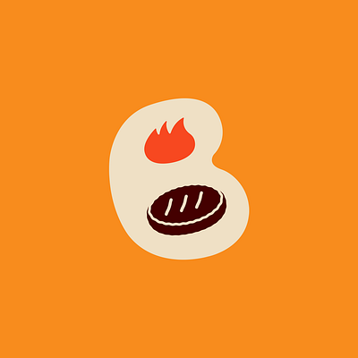 B // Burger // Fire b brand branding burguer design dz9 fire food icon illustration logo orange vector
