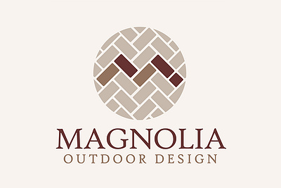 Magnolia Hardscaping Brick Design with Letter M brand branding brick brick laying design graphic design hardscaping herringbone illustration landscaping letter m logo logo design logos pavers vector