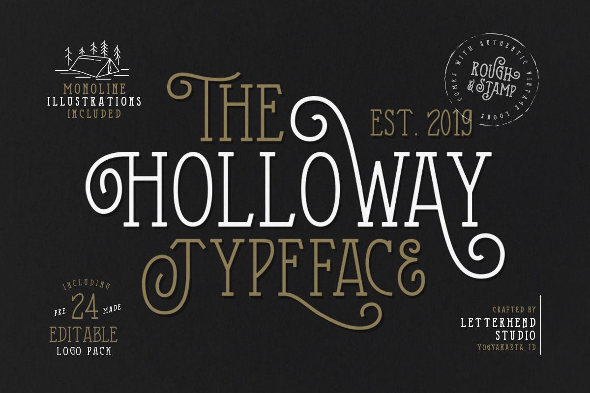 The Holloway Typeface animation app branding design display display font font graphic design illustration logo motion graphics typeface typography ui vector vintage web