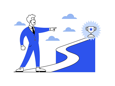 Path to Success animation blue business character design coaching illustration leadership path trophy website